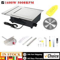 Compact Table Saw 1600W 5000RPM Table Saw w/40T Blade and Safety Switch Dust Collector 90° Vertical Cutting 55mm Cutting Depth