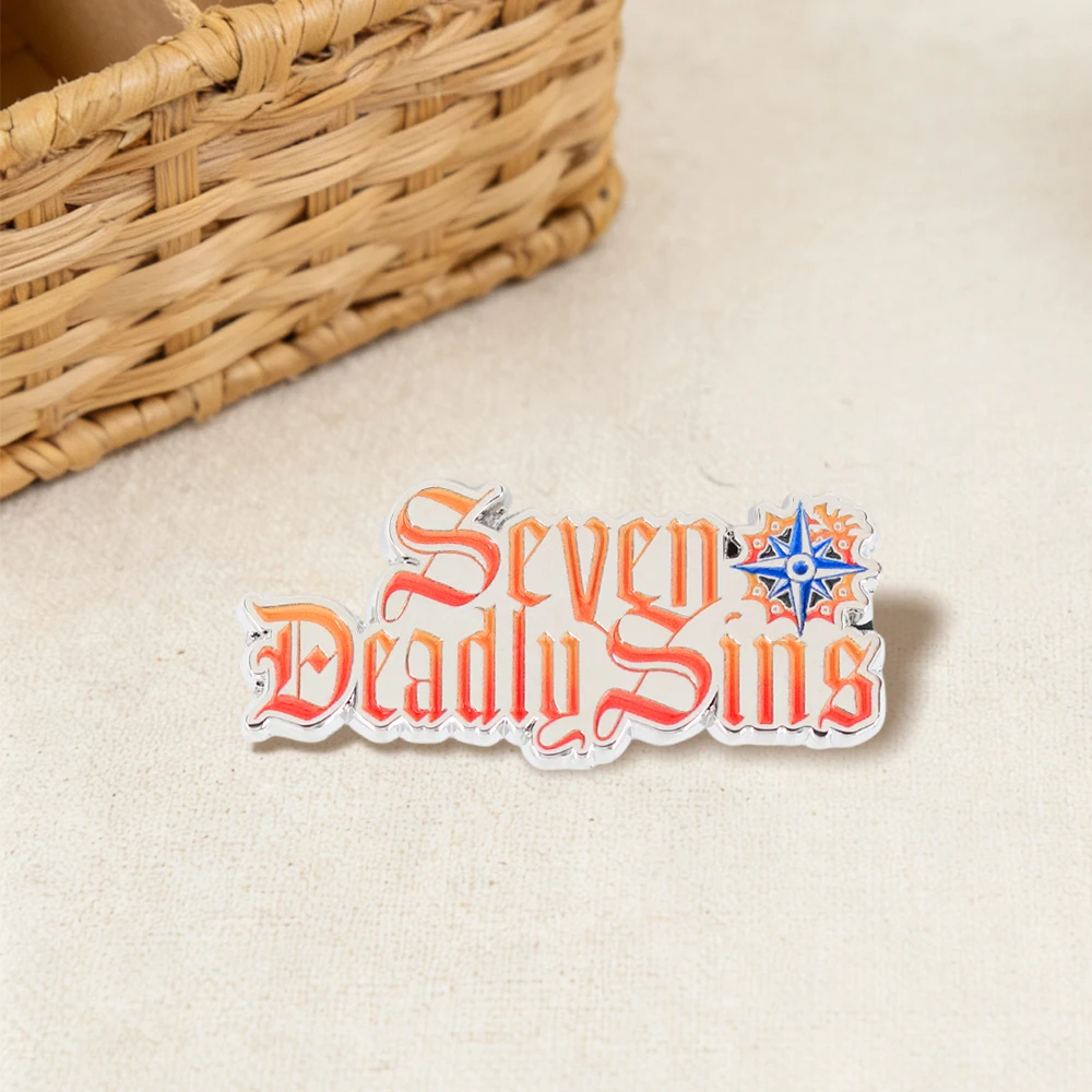Gothic Artistic Font Brooch Red Orange Gradient Color Alphabet Badge Classic Anime Logo Periphery Metal Pin Fans Collect Pins