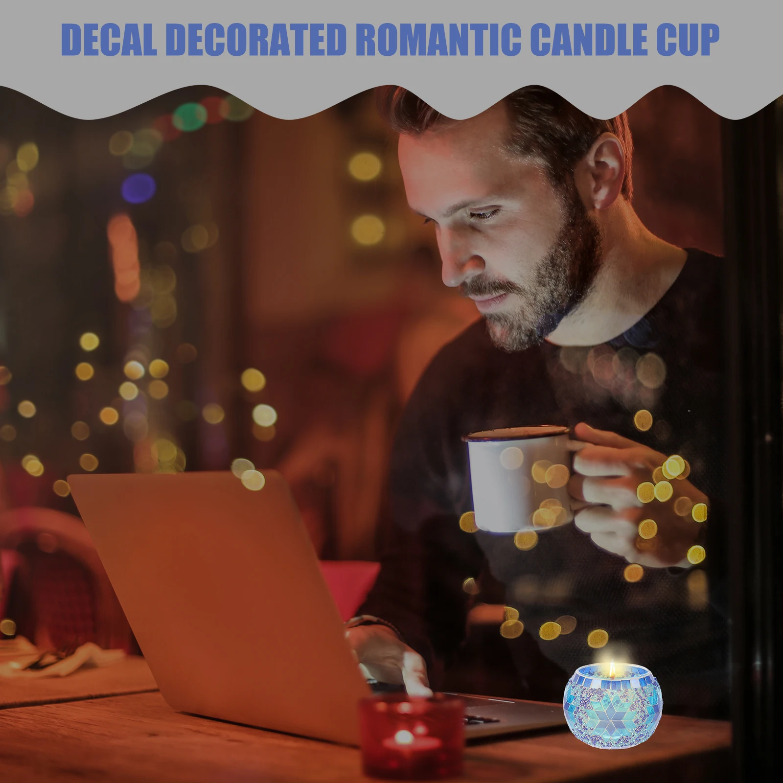 1Pcs Mosaic Handmade Candleholder Classic Glass Cup Colorful Stand Decorative Ornament for Home Office Party