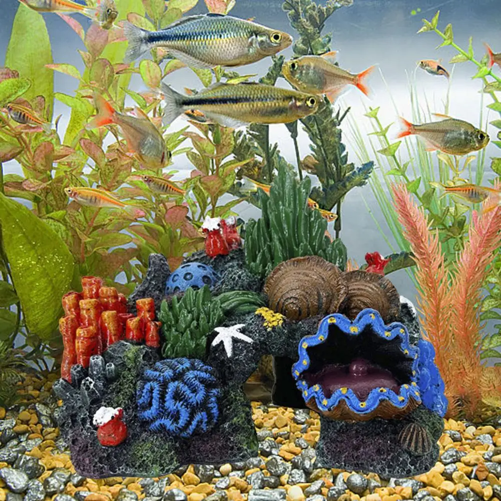 

Fish Tank Ornaments Colorful Coral Mountain Cave Ornaments for Betta Fish Tank Decor Resin Aquarium for Breeding for Betta