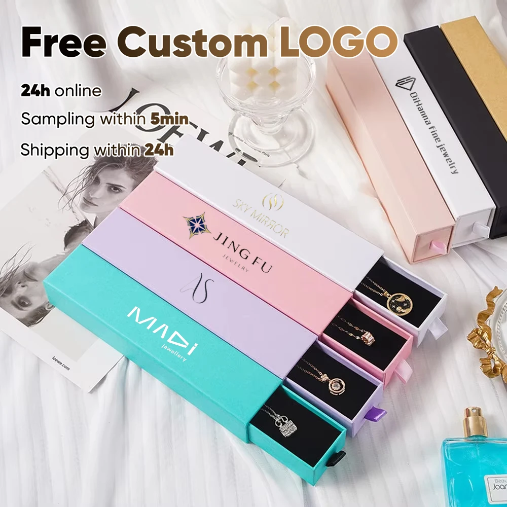 

21X4,5X3,5 см бесплатный персонализированный логотип бумажный ящик коробка для упаковки ювелирных изделий для ожерелья, браслета, серег, ювелирных изделий, подарочные коробки