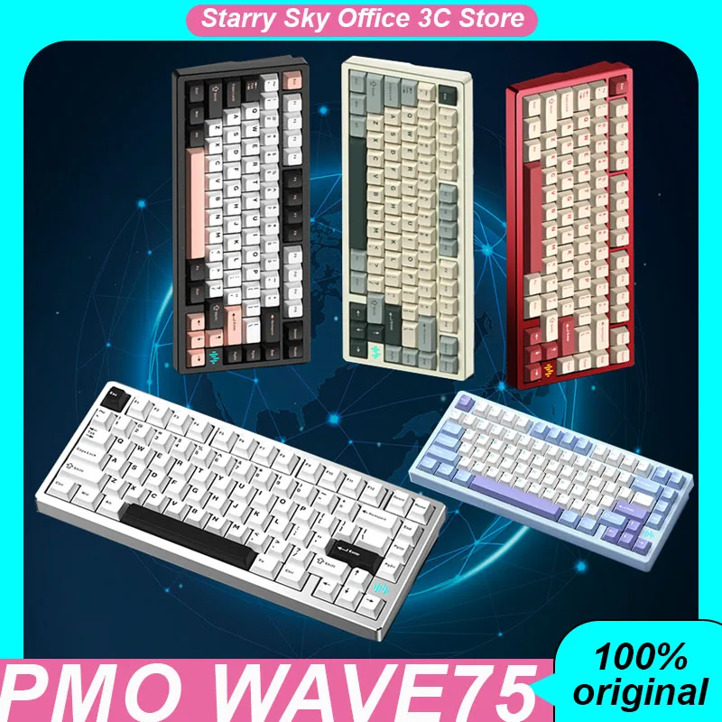 PMO WAVE75 Mechanical Keyboard Aluminum Alloy Wireless Tri Mode Hot plug RGB 8000mah Long battery life Customized Game Keyboard