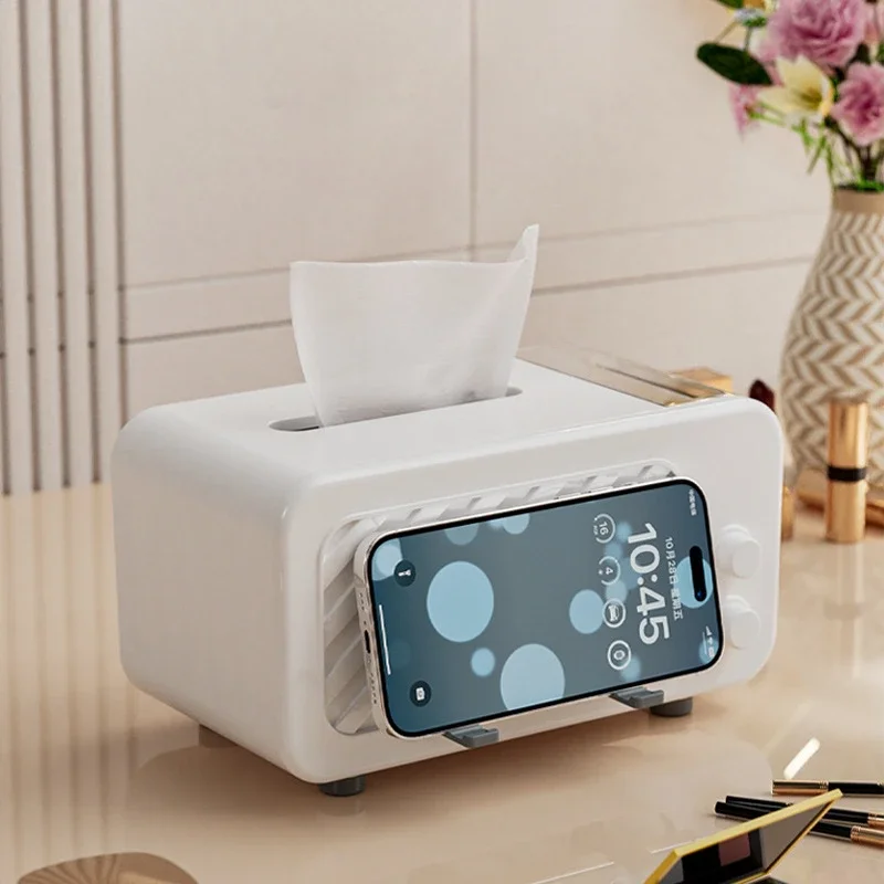 High-end tissue box living room creative desktop paper drawing multifunctional coffee table mobile phone holder sundries storage