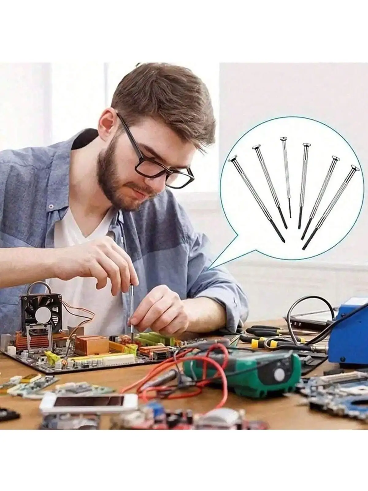 6pcs Screwdriver Set, Eyewear Accessories, Precision Repair Tool Kit, with 6 Different Sized Flat view 2