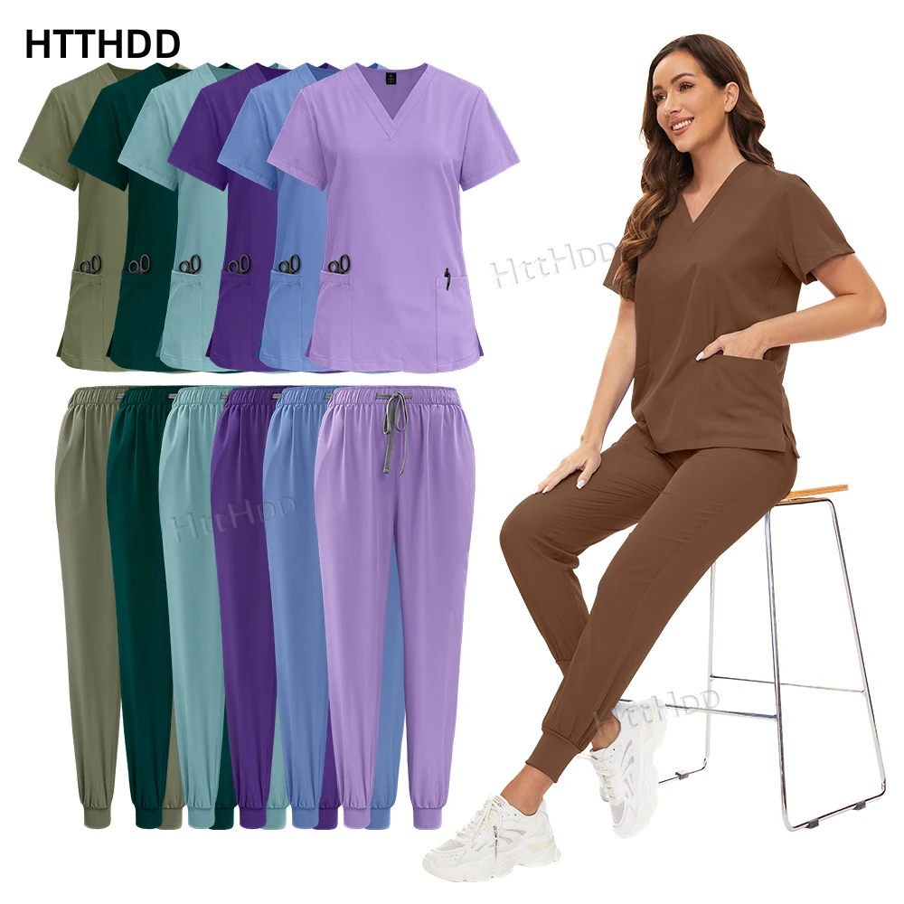 

Scrubs Medical Uniforms Woman Nursing Accessories Solid Color Uniform Healthcare Nurse Work Uniform Unisex Veterinary Mens Scrub