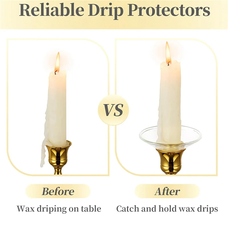 ABZV-Glass Bobeches For Candlestick Holders, 24 Pcs Candle Drip Protectors Candle Rings For Tapers, Candle Drip Catcher