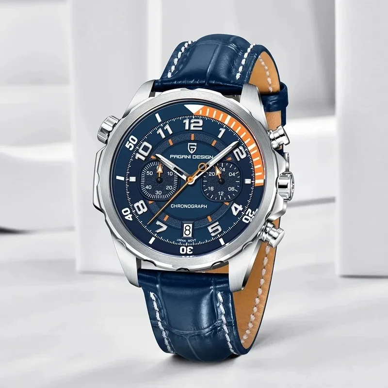 PAGANI DESIGN 1811 Men's Quartz Chronograph Watch 44mm Case VK64 Movement Multi-functional Waterproof Sports Wristwatch