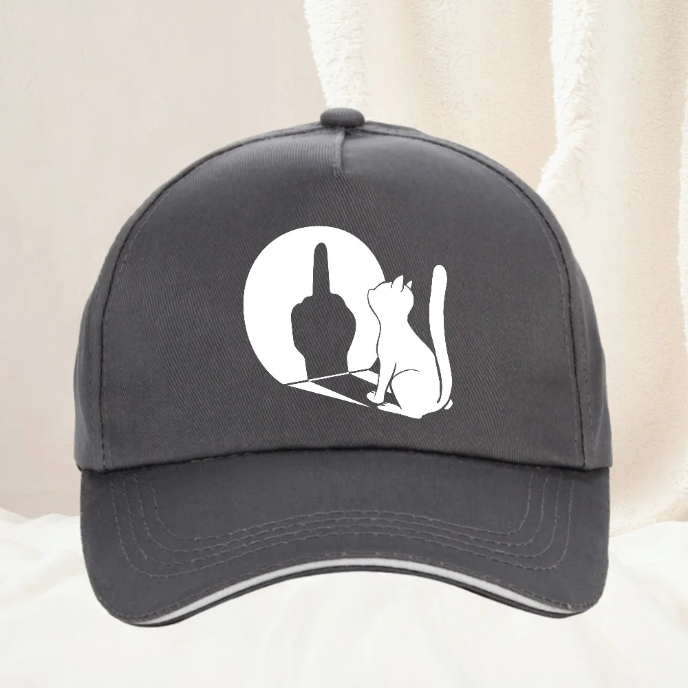 Mittelfinger-Katzen-Statement-Kappe, lustiges Geschenk für Männer, Papa, kreativer Aufdruck, Baseballkappen, Unisex, Outdoor, verstellbare Kappe – Detail 3