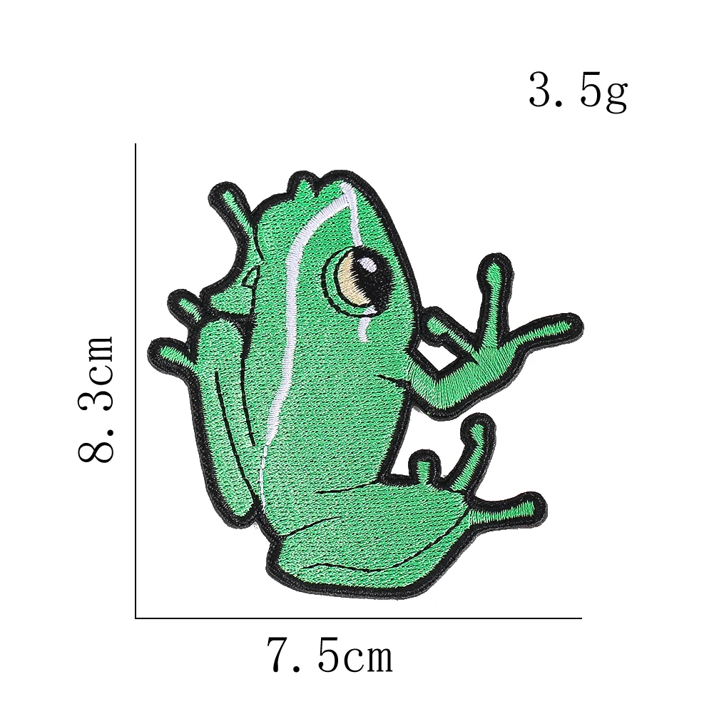 Lustiger grüner Frosch-Stickerei-Aufnäher, niedliche Geste, zum Aufbügeln oder Aufnähen, Applikation für Kleidung, T-Shirt, Hoodie, Jeans, Dekoration – Detail 6
