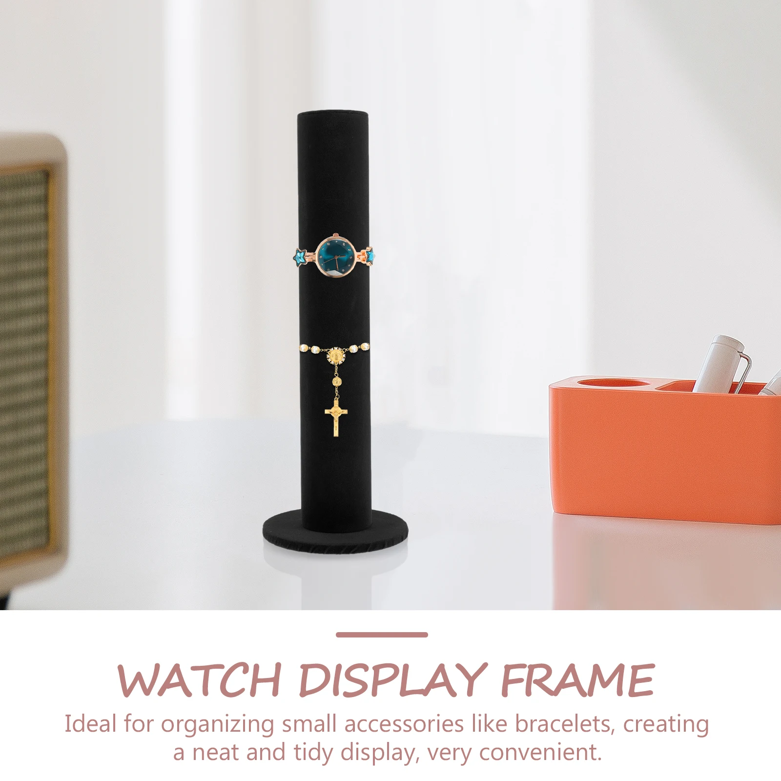 

1PC Lint Hair Tie Holder Storage Rack Jewelry Stand Bracelet Display Watch ganizer Vertical Desktop Accessory Red Flannel Rustic