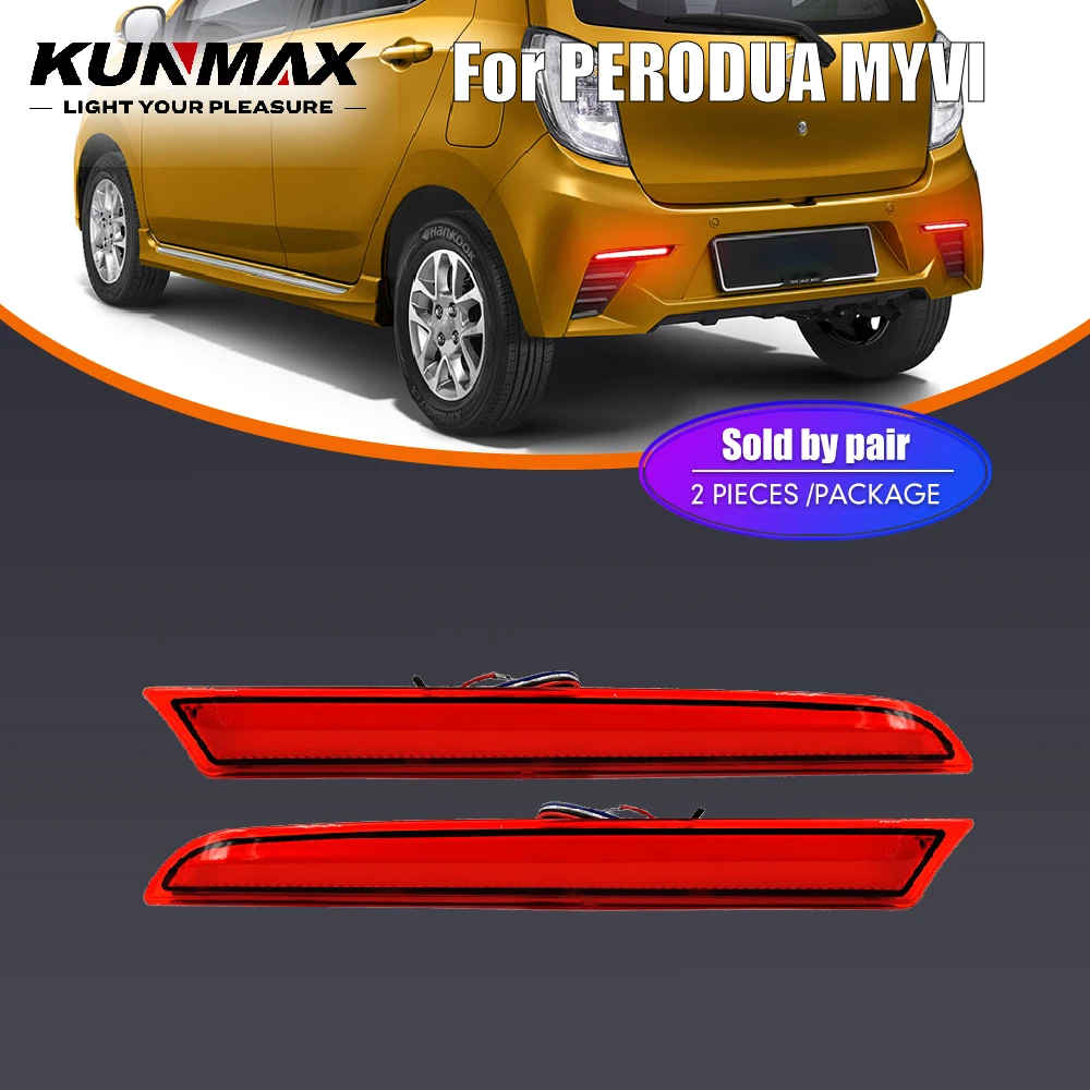 

Для Perodua Myvi 1.5: Светодиодные задние бамперные фонари, задние отражатели, ходовые огни (DRL), стоп-сигналы, аксессуары, красные, черные, белые, 2 шт.