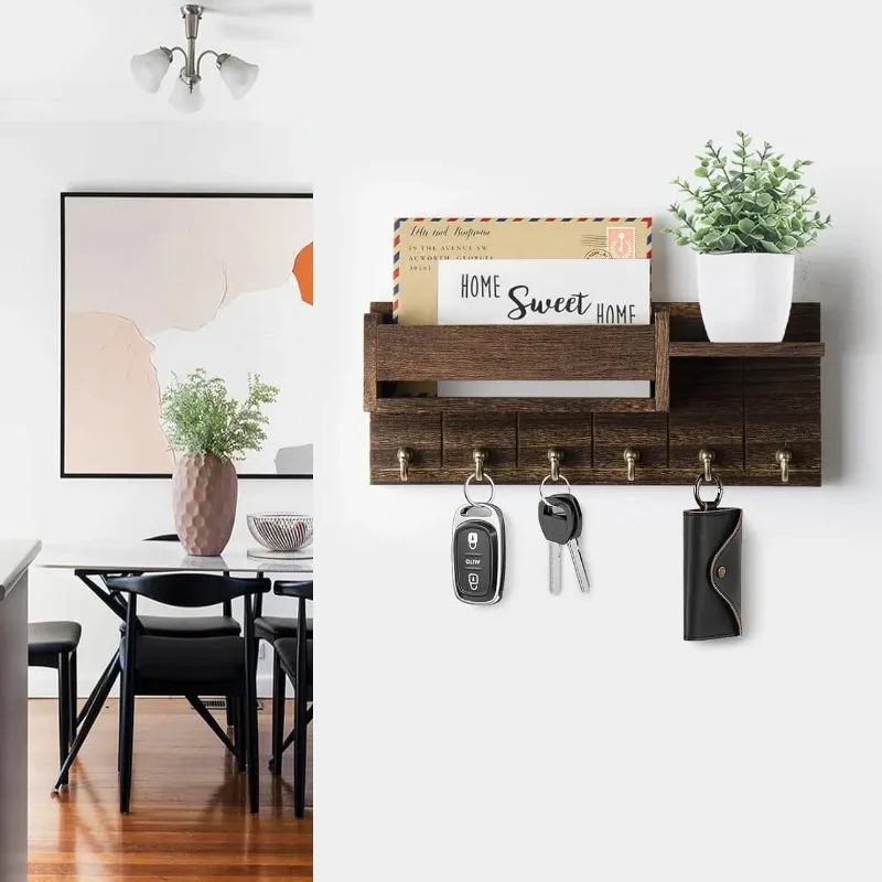 Rustic Wood Mail Key Organizer 1