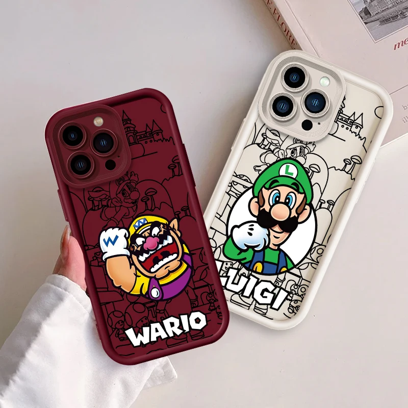 

S-Supers M-Marios Cartoon For Apple iPhone 15 14 13 12 Pro Max Mini 11 XS X XR 8 7 6 Plus Eye Ladder Cover Capa Fundas