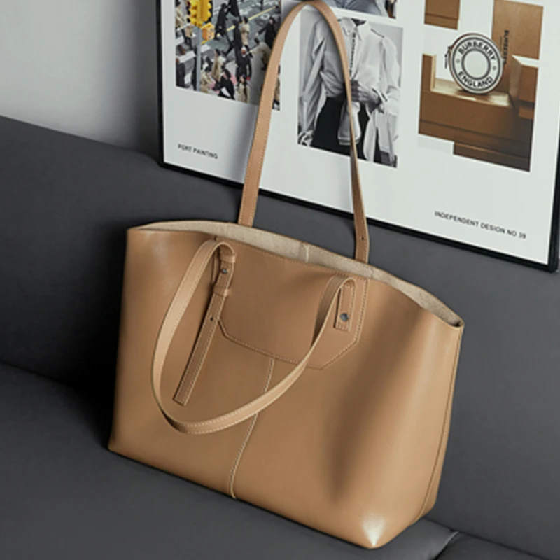 

Hifashion Модные сумки-тоут из натуральной яловой кожи для женщин 2025 Роскошные дизайнерские большие офисные женские сумки-шоппер