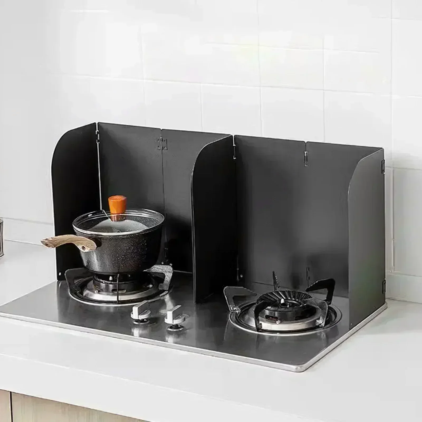 

Stove Splatter Guard 4-Sided Oil Splashing Screen Board Kitchen Gadget For Gas Stove Cooking Anti-smoke Oil Baffle Foldable