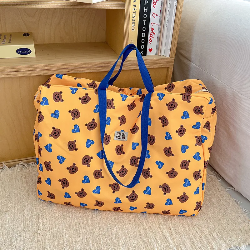 Bear Print Kindergarten Quilt Storage Bag Large-capacity Travel Packing Bag Portable Waterproof Mommy Bag Baby Items Organizer