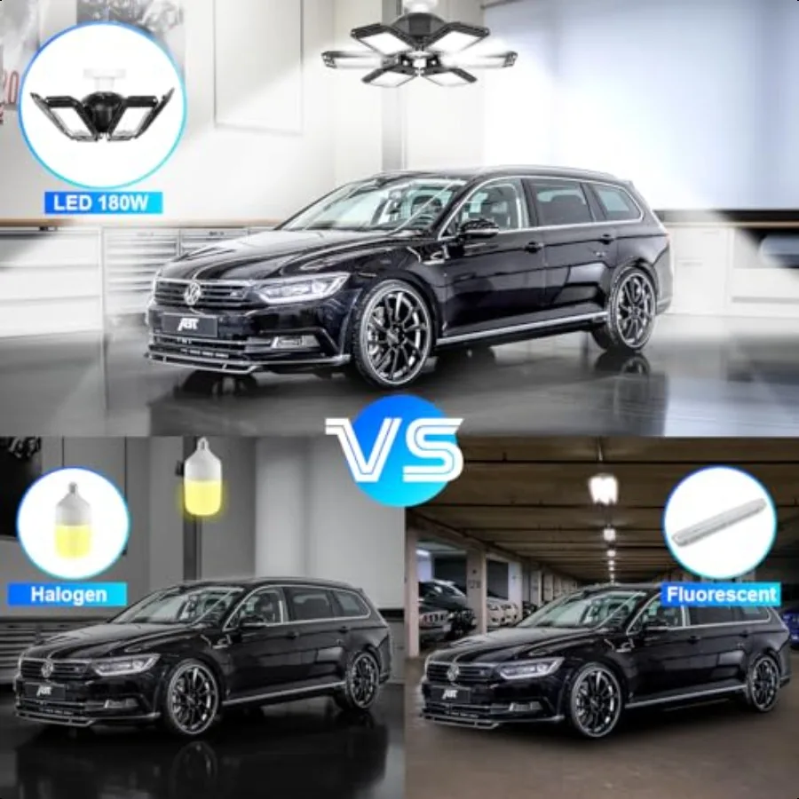 2-pack LED-garageverlichting 180W vervormbaar 18000LM dicht bij plafondverlichtingsarmaturen E26 E27 Screwin Six Leaf Glow Lighting Ultra B