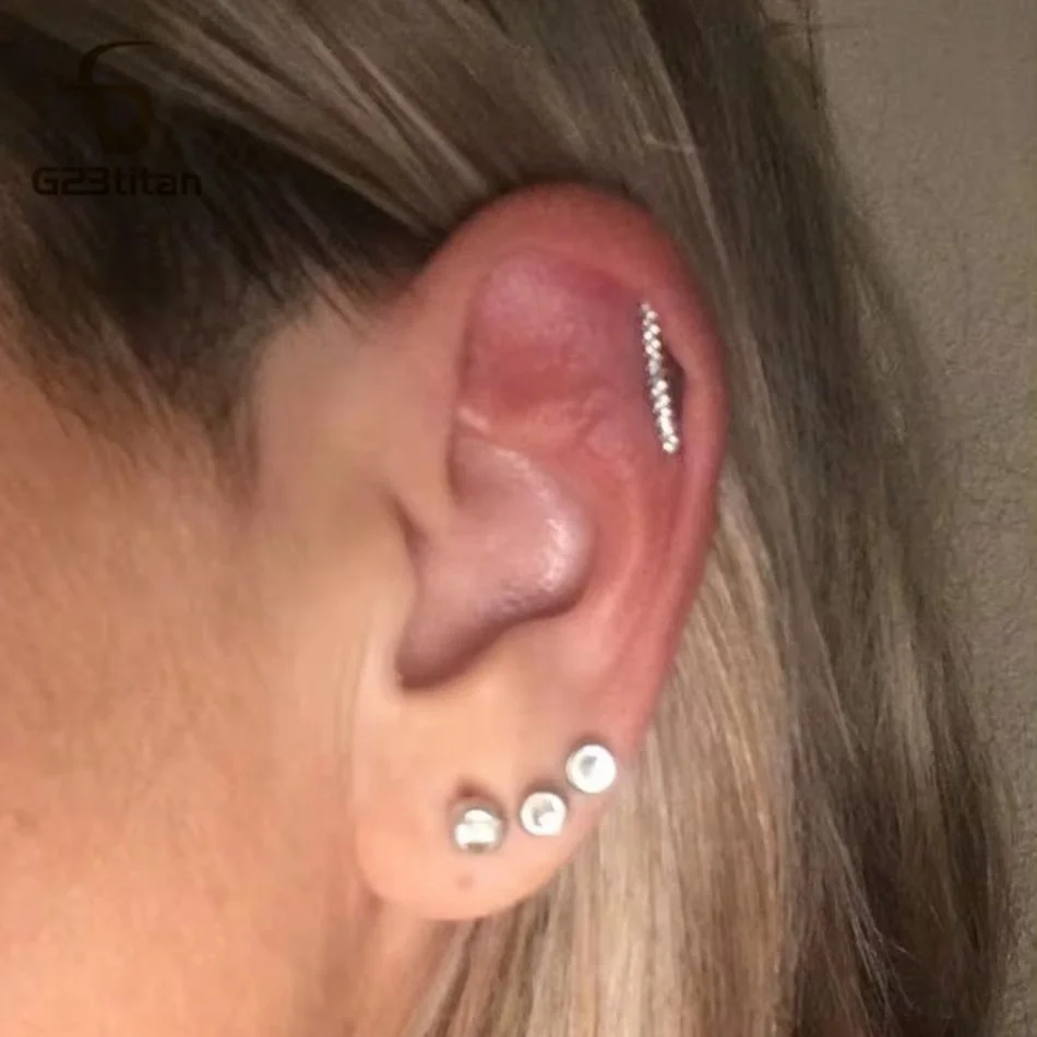 1pc 16G Titanium Or Steel Cartilage Helix Piercing Jewelry Crystal Flower Star Feather Lobe Tragus Daith Screw Back Stud Earring image 4