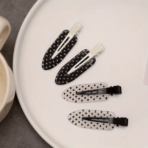 4 Pieces/Black and White Acetic Acid Traceless Hair Clip Acrylic Duckbill Clip Sweet Bangs Hair Clip Hair Clip