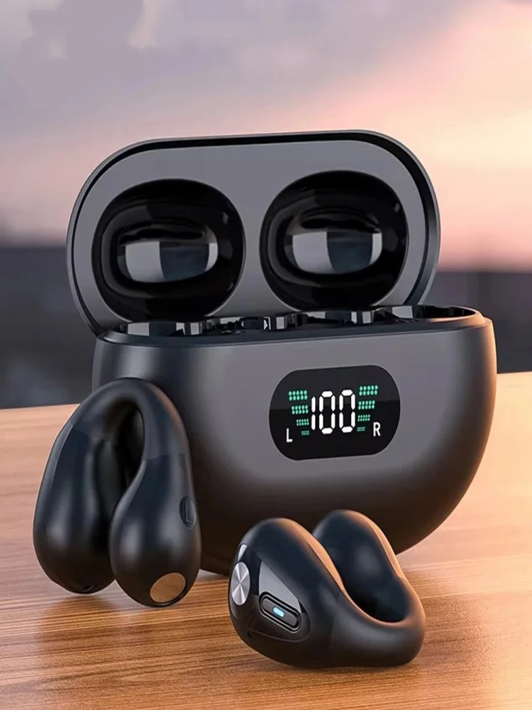 Słuchawki Bluetooth z klipsem na ucho, o wyjątkowo długim czasie pracy na baterii, słuchawki przewodzące dźwięk przez kości z funkcją redukcji szumów. — 2