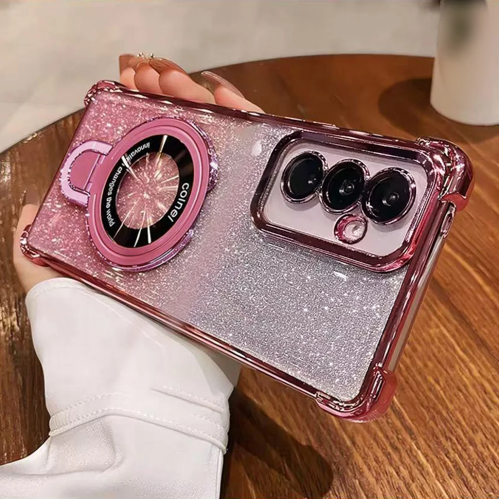 Funda de teléfono con purpurina a prueba de golpes para Samsung A53 A52 A32 A13 A23 A33 A73 A12 A22 A02 A03 Core, funda de parachoques con soporte magnético