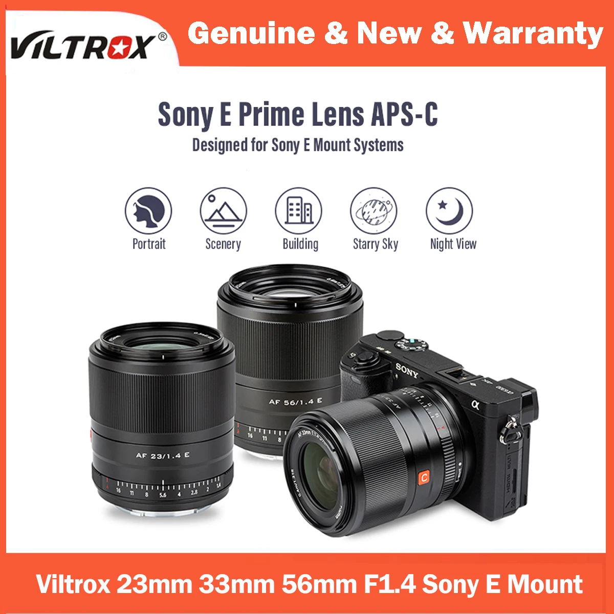 Viltrox 23mm 33mm 56mm F1.4 Sony E Mount Groot Diafragma Portret APS-C AF Lens voor Sony E-Mount ZV-E10 a7 a6600 A7R A7IV A9II - afbeelding 2