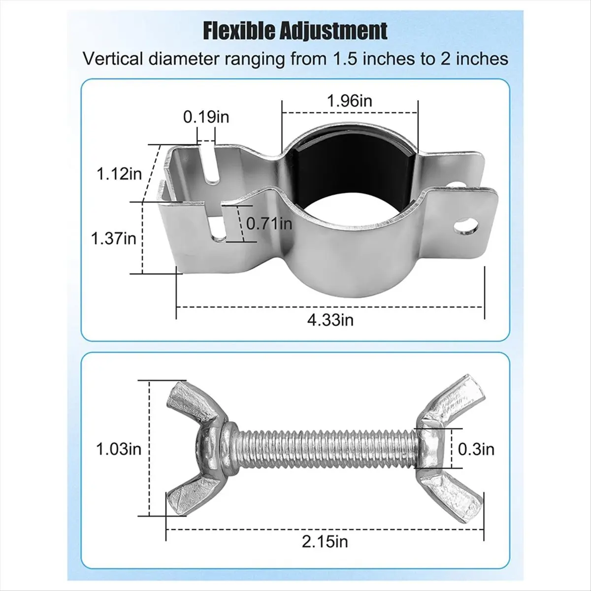A75K 2Pcs Adjustable Upright Clamp for 1.5in Diameter or 2in Diameter Brackets, Pipe and Drape Clamps for Hanging Accessories