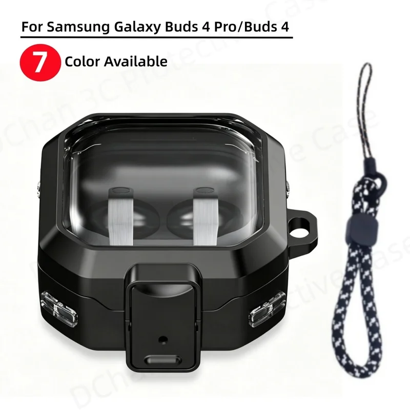 For Samsung Buds 4 Pro/Buds 4 Case With Safty Lock TPU PC Two-Piece Design Cover For Samsung Galaxy Buds4 Pro Buzz 4 Pro Clear