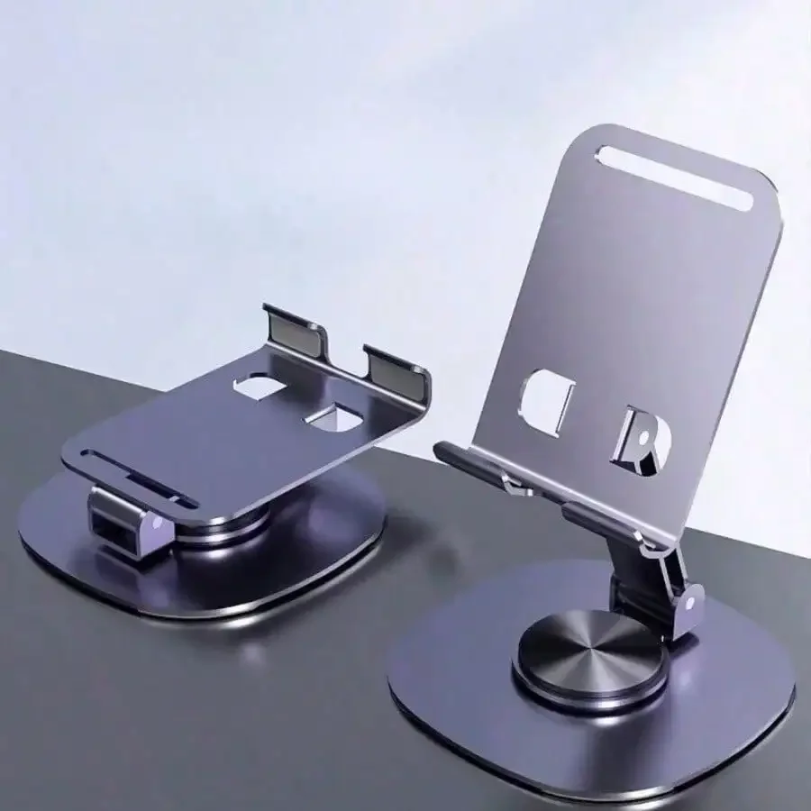 

Folding Metal Rotating 360-Degree Mobile Phone Tablet Holder, Multi-Angle Portable Folding Desktop Aluminum Alloy Bracket