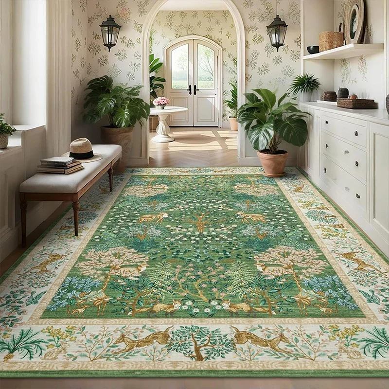Living Room Carpet Large Size Soft Comfortable Floor Mat Non-slip Machine Washable Green Jungle Animal Print Rug Home Decor Mats