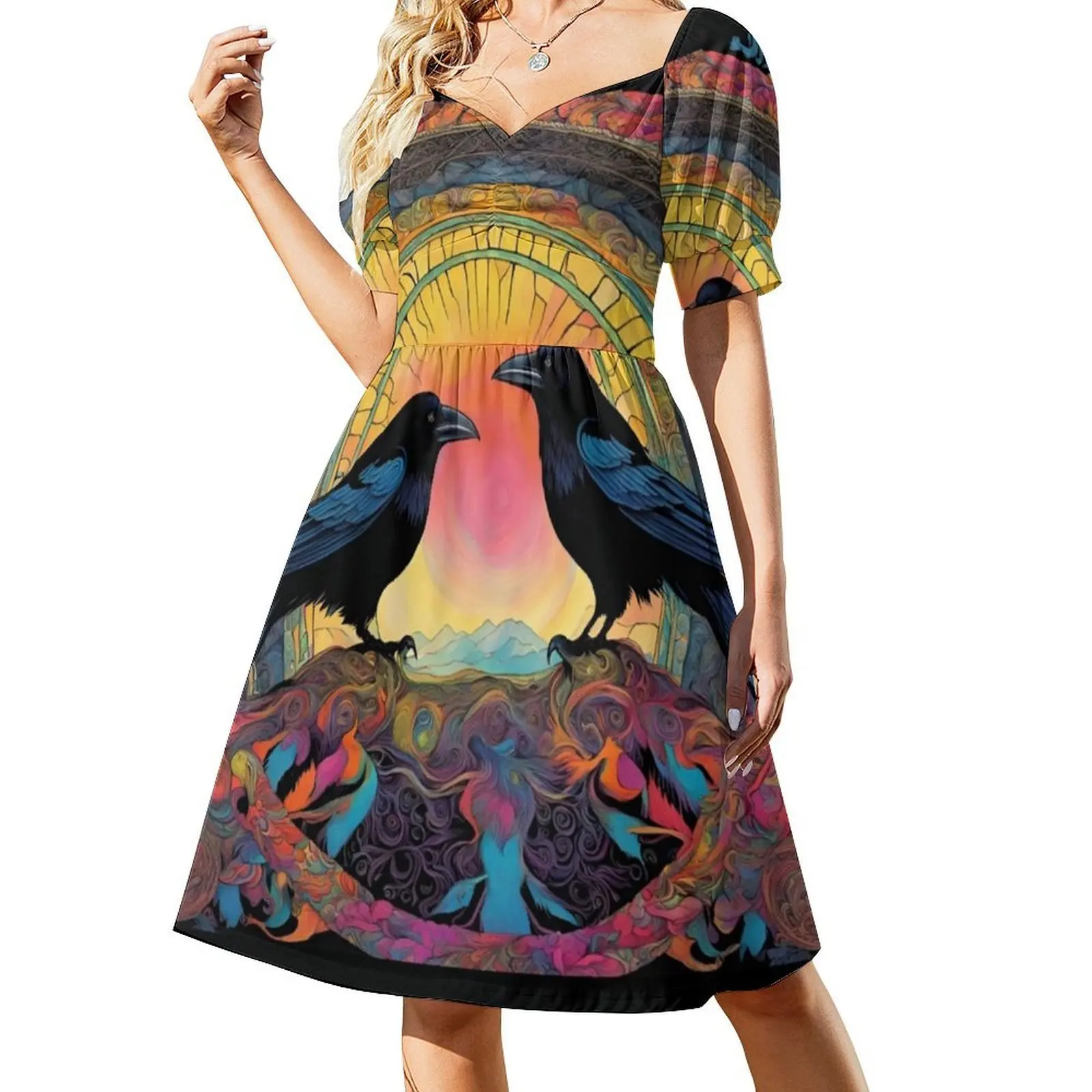 Odin's Ravens Boho Chic Dress - alternate angle