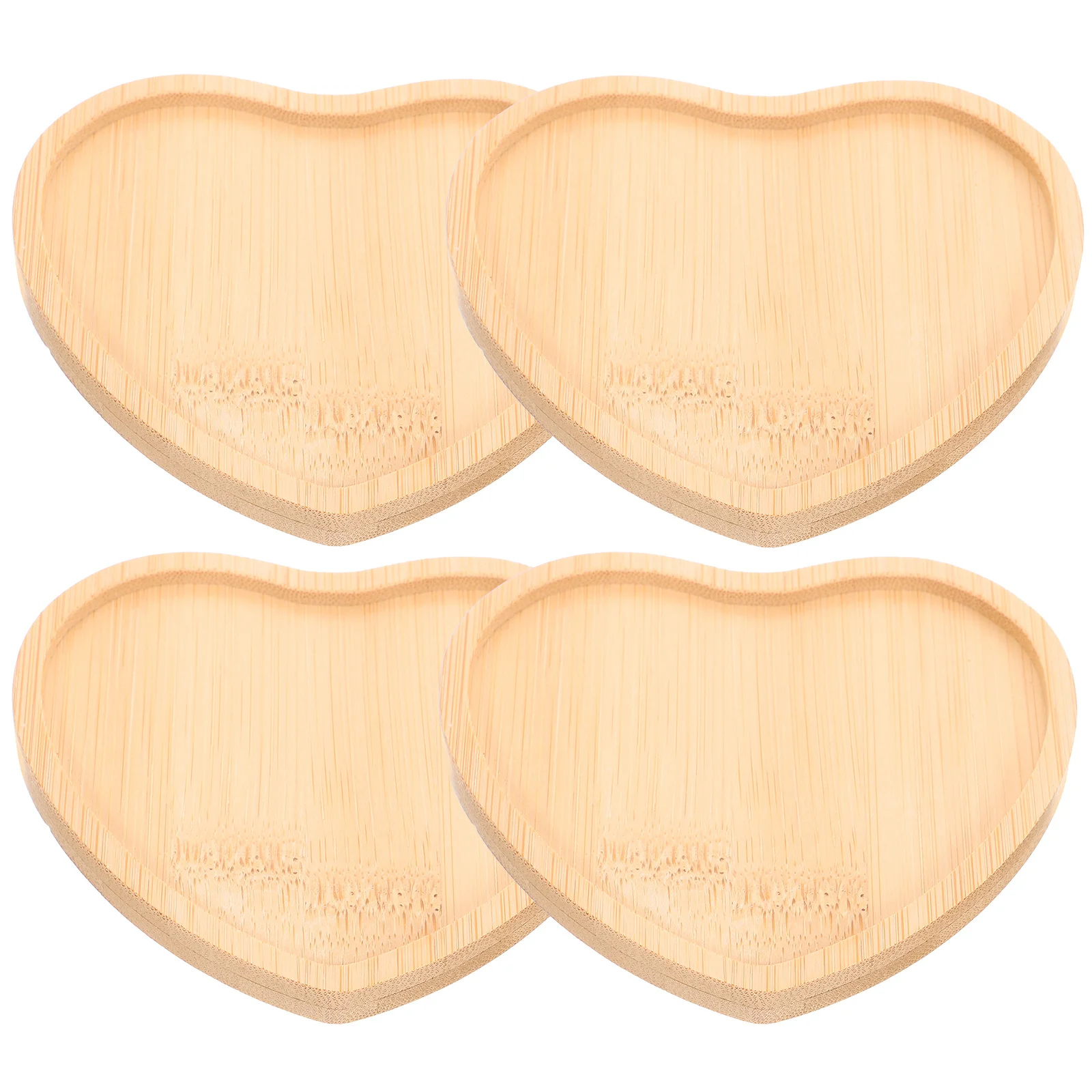 

4Pcs Stylish Heart-Shaped Wood Coasters Bamboo Cup Mats for Drink Protection Modern Home Kitchen Decor Accessory