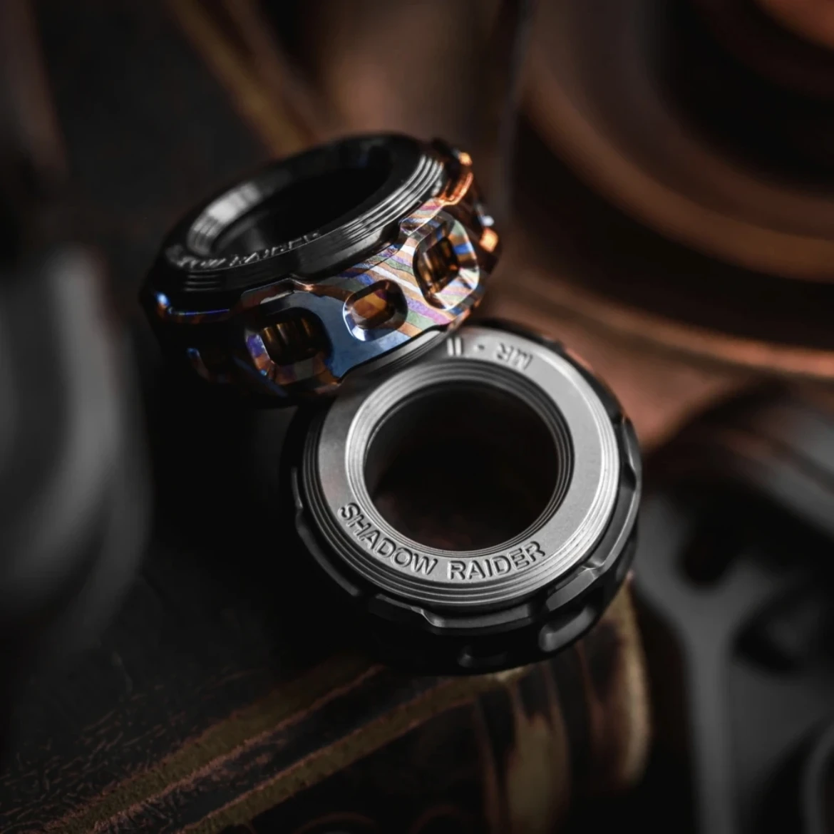 Shadow Strike Ring Fidget Spinner Titanium Alloy EDC Slider Toys Metal Anti Stress Sensory ADHD Focus Tool Fidgeting Toys