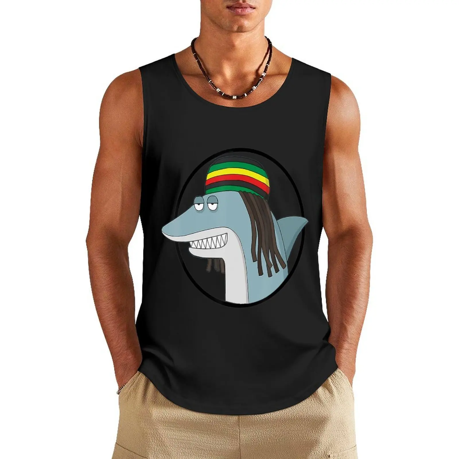 

Reggae Shark Tank Top Men's vest Man summer clothes t-shirt Men's