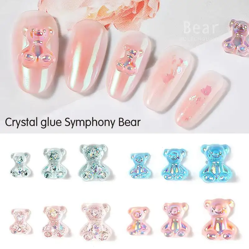 Bear series nail drill manicure design 3D nail self-adhesive drill nail cover self-adhesive nail decoration