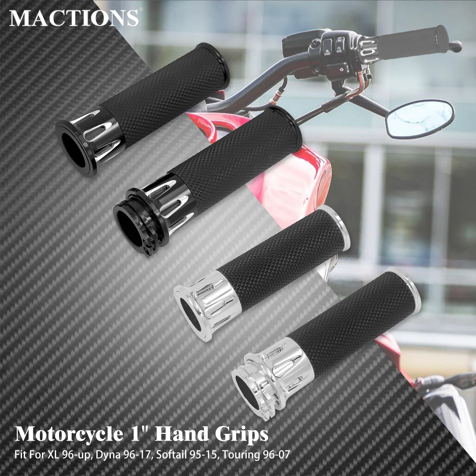 

Motorcycle Handle Grips 1" 25mm Handle Bar Grips For Harley Touring Road King FLHR FLTRX Sportster XL883 Softail FLS Dyna VRSC