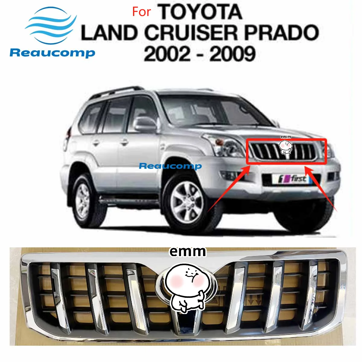 For 2002-2009 Toyota Land Cruiser Prado 120 2008 2007 Front Grille TRD Modification and Upgrade Lc120 FJ120 Exterior Accessories