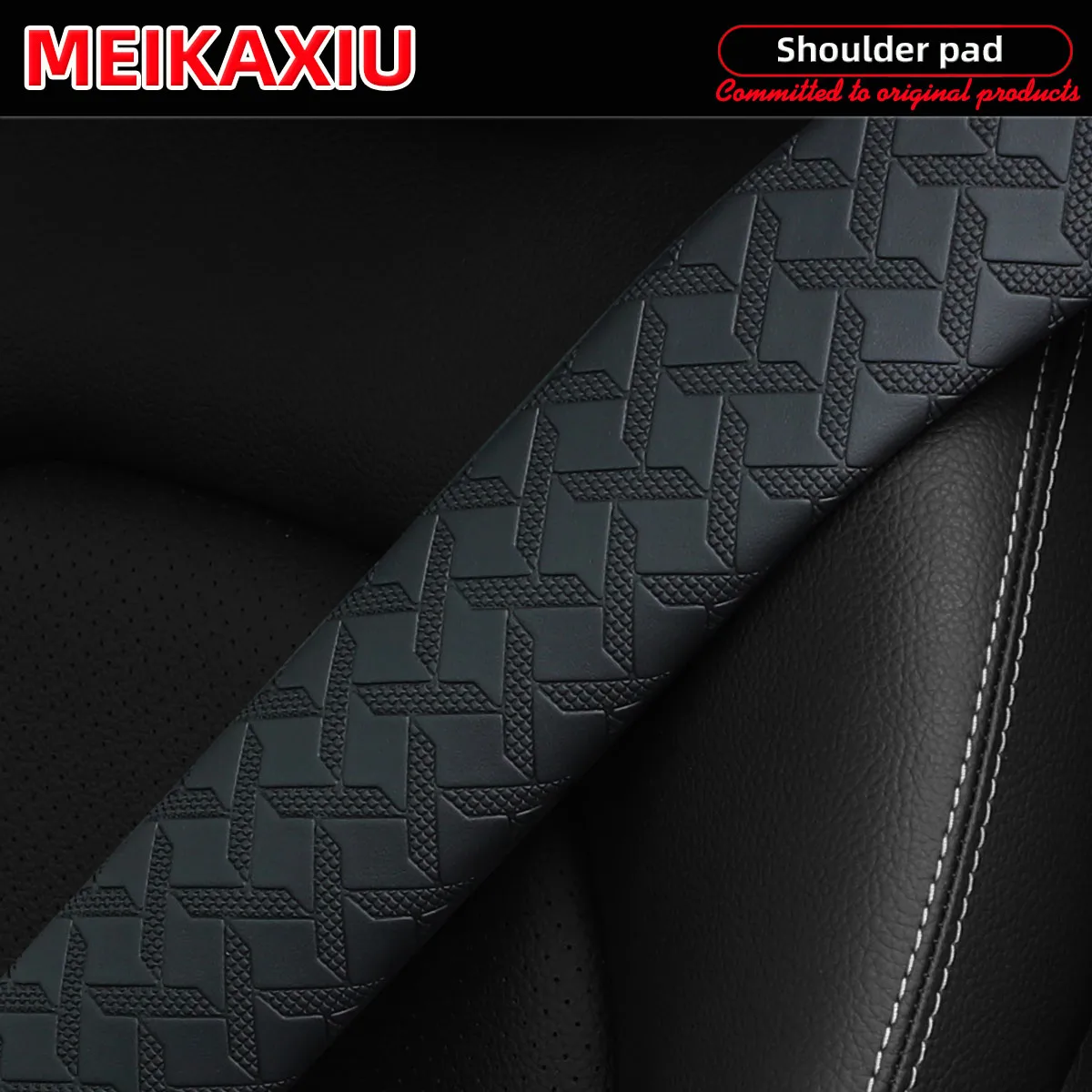 75 cm PU-Leder im langen Stil, Auto-Schulterschutz, geprägte Sicherheitsgurt-Dekoration, 29,53 Zoll, Autozubehör – Detail 2