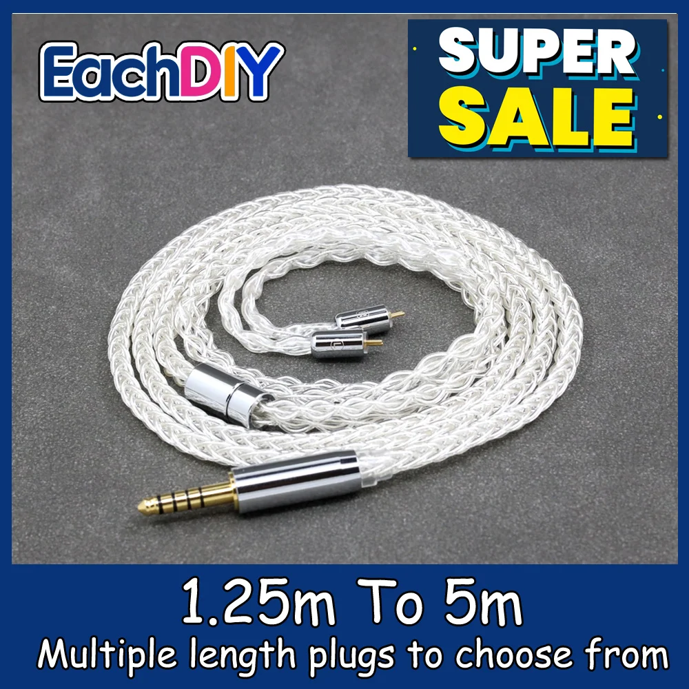 

8 Core 99% 7n Pure Silver Palladium Earphone Cable For 0.78mm Flat Step JH Audio JH16 Pro JH11 Pro 5 6 7 2pin LN008396