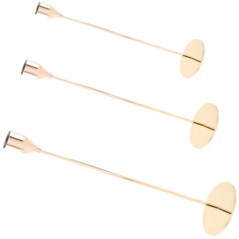 

3Pcs Metal Holder Set Gold Finish Candlestick for Candlelight Dinner Banquet Wedding Party Festive Table Decor