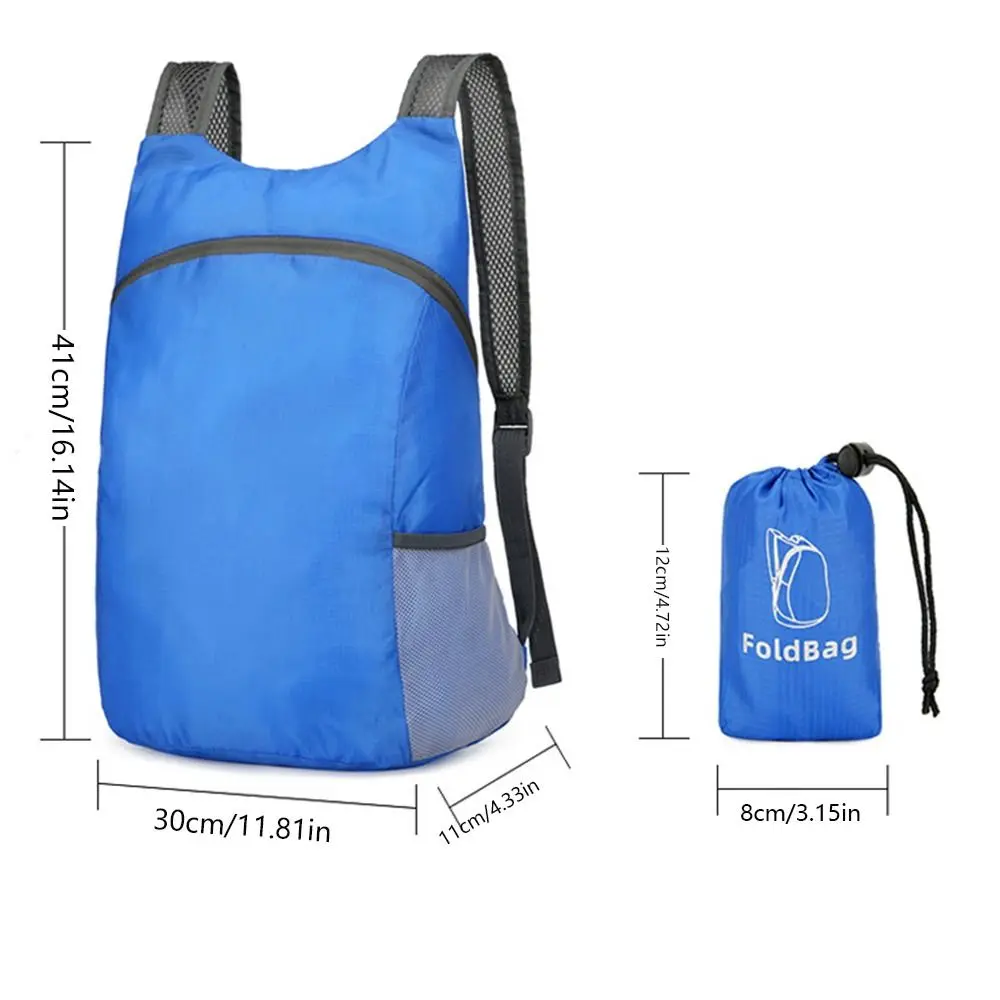 Mochila plegable de gran capacidad con cordón, bolso de nailon ligero con cremallera, para los hombros, para la escuela y Deportes