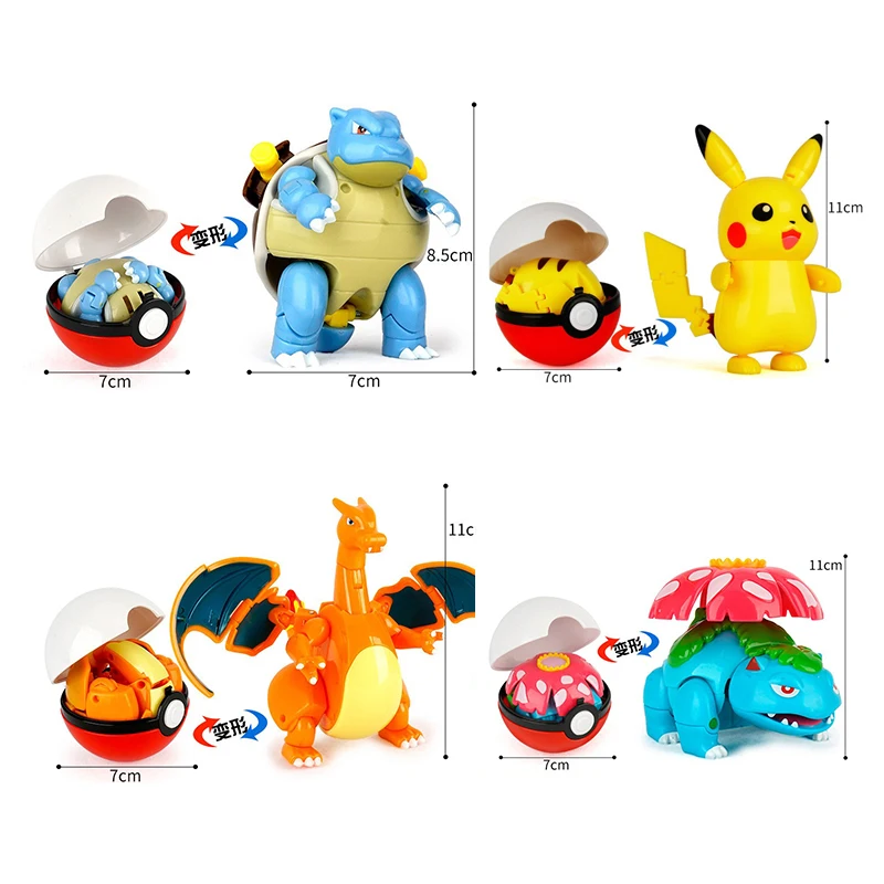 Autentico Pok è mon Pok è Ball Mobile Transformation Series Pikachu GENGAR LAPRAS DRAGONITE Ornamento portatile Giocattolo per bambini