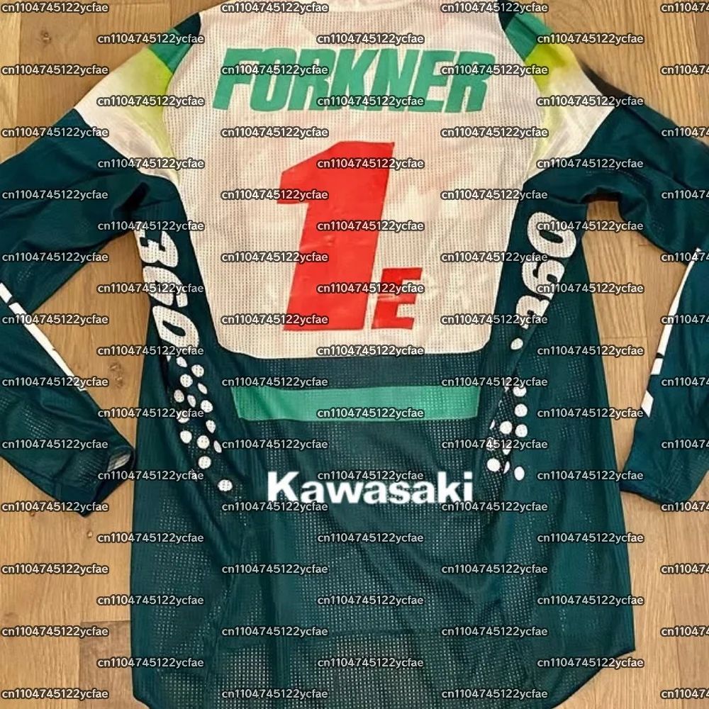

Kawasaki 2025 жаркий лето осень мотокросс # 1E FORKNER Реплика Джерси Мужчины Женщины Негабаритные Дышащие Быстросохнущие Длинные Рукава