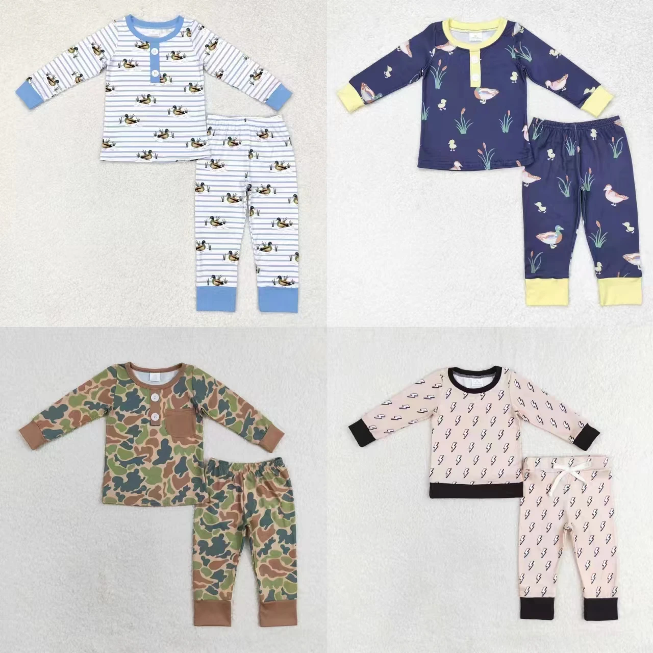 

Wholesale Baby Boy Toddler Ducks Camo Sleepwear Outfit Infant Shirts Pants Long Sleeves Nightwear Children Kids Pajamas Set