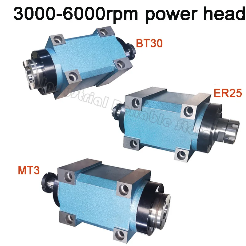 1.5KW 2HP 3HP BT30 ER25 MT3 Power Head Spindle Unit 3000-6000RPM CNC Spindle Head for Boring Milling Drilling Tapping