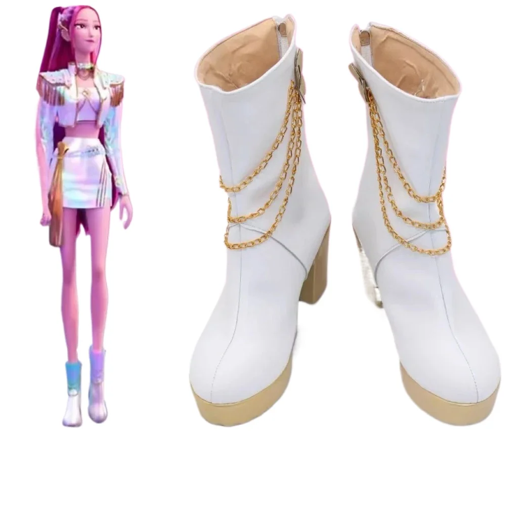 Children Adult Boys Girls Kids Kpop Rumi Zoey Mira Cosplay Boots White Leather Shoes Halloween Carnival Party Role Playing