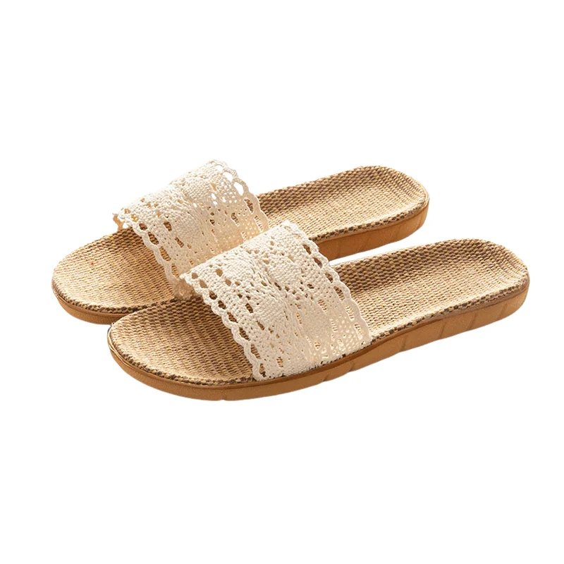 Hot 2026 New Season Women Linen Soft Breath Indoor Home Slippers Anti Slip Odor Proof Soft Bottom Comfort Couple Home Slippers
