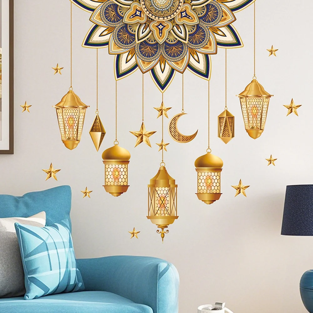 Window Decal Clings Ramadan Wall Sticker For Living Room Easy Installation Lightweight Design Suitable For Indoor Use