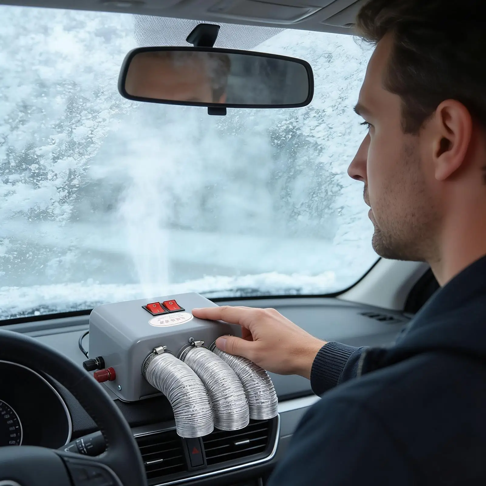 

Автомобильный обогреватель для кемпинга, регулируемое устройство с 3 настройками тепла, автомобильный вентилятор для обогрева лобового стекла для грузовика, автофургона, гаража, офиса, стола