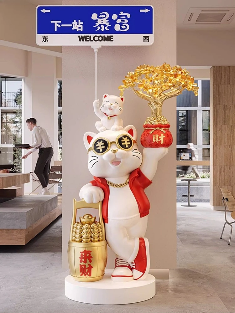 Home Decor Bluetooth Speaker Parent Child Lucky Cat Piggy Bank Statues Floor Decor Living Room Sculpture Ornaments Opening Gifts